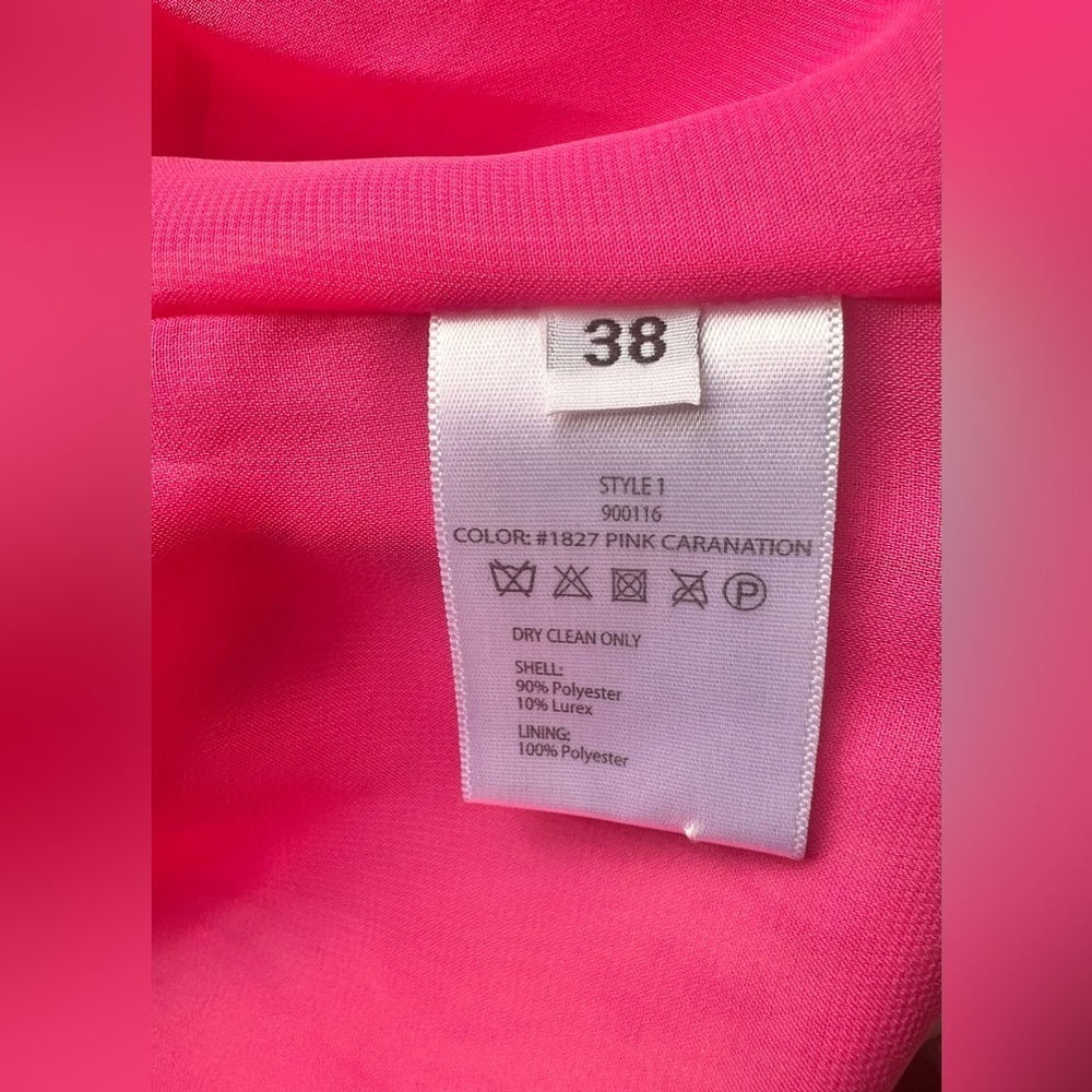 Rotate Birger Christensen Jacquard Mini Puff Sleeve Pink Dress Sz 38/ Medium - Picture 12 of 12